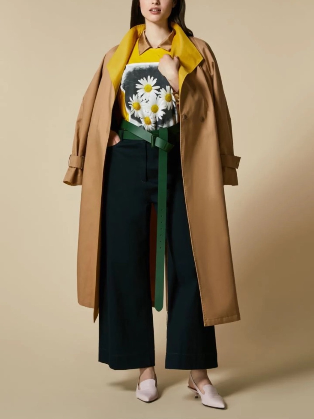 Marina Rinaldi Tifoso Raincoat Trench Coat Size 20W 29 Camel Yellow NWT Italy